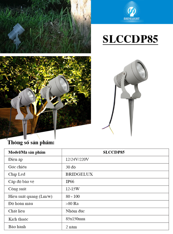 đèn cắm cỏ chiếu cây nhôm