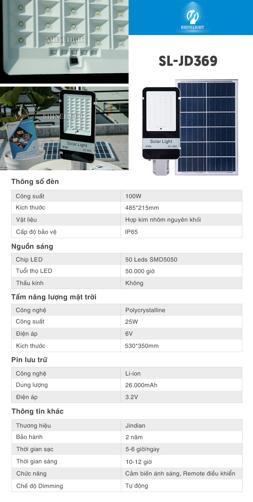 Đèn đường năng lượng mặt trời SL-JD369