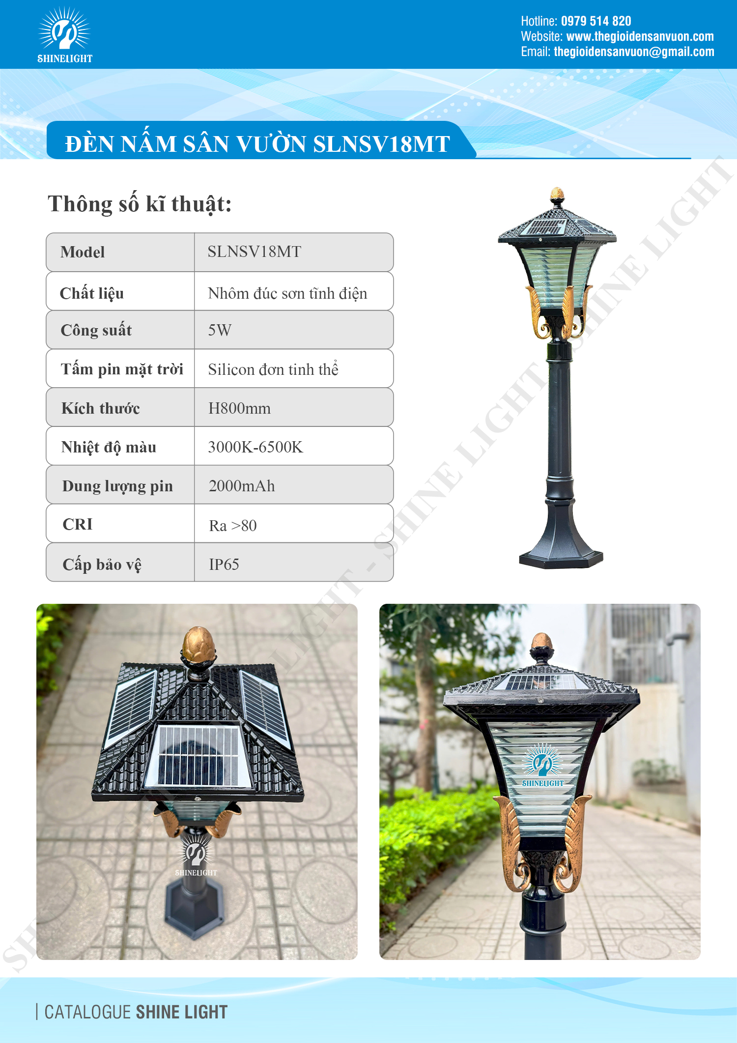 Đèn nấm sân vườn năng lượng mặt trời SLNSV18MT