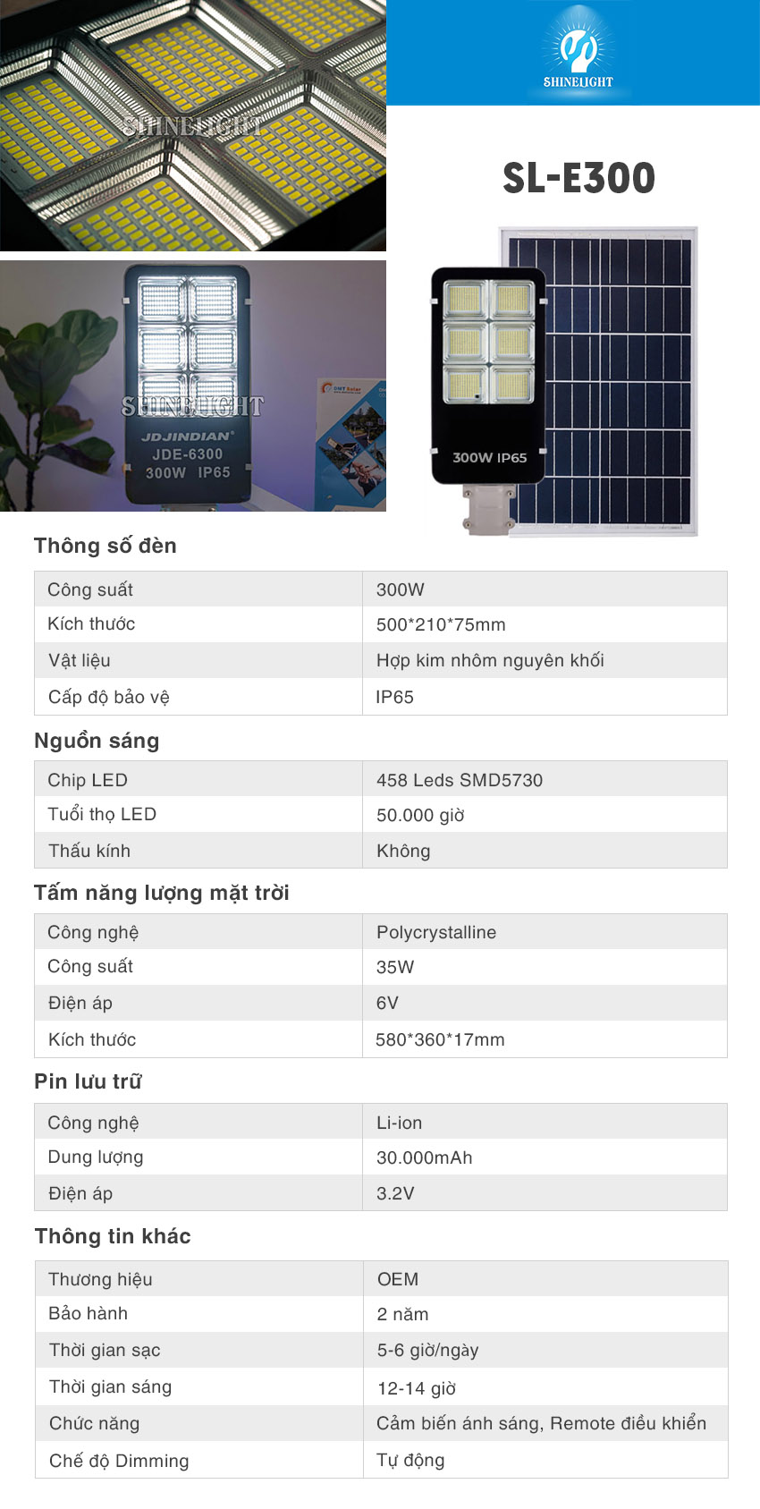 Đèn đường năng lượng mặt trời SL-JDE300