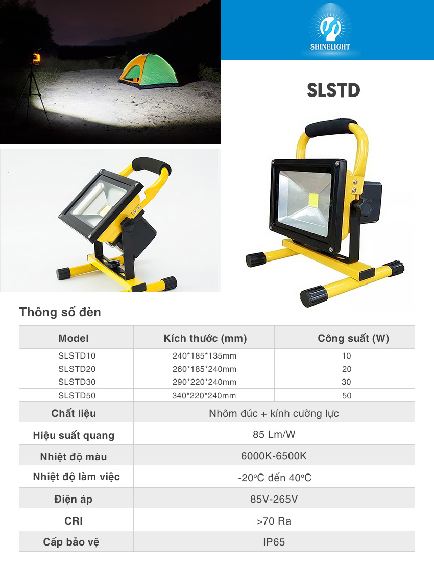 Đèn pha LED sạc tích điện SLSTD