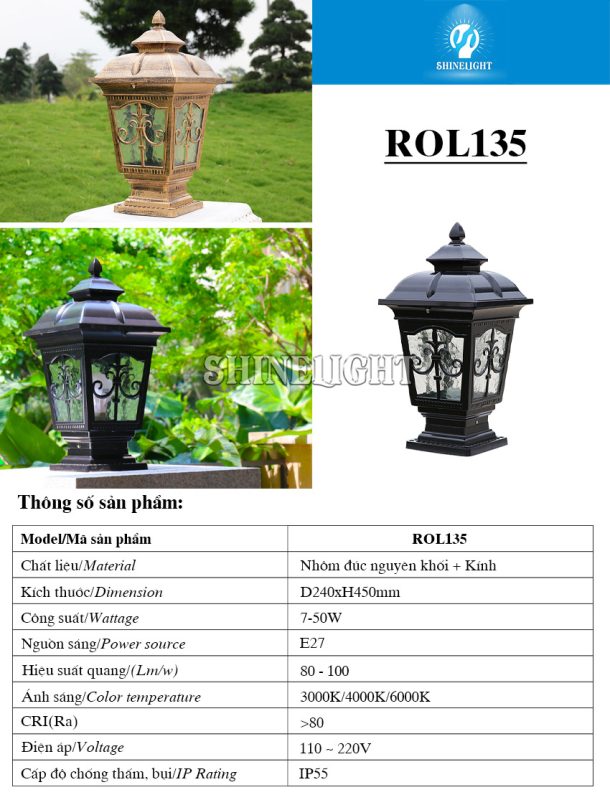 Đèn trụ cổng ROL135