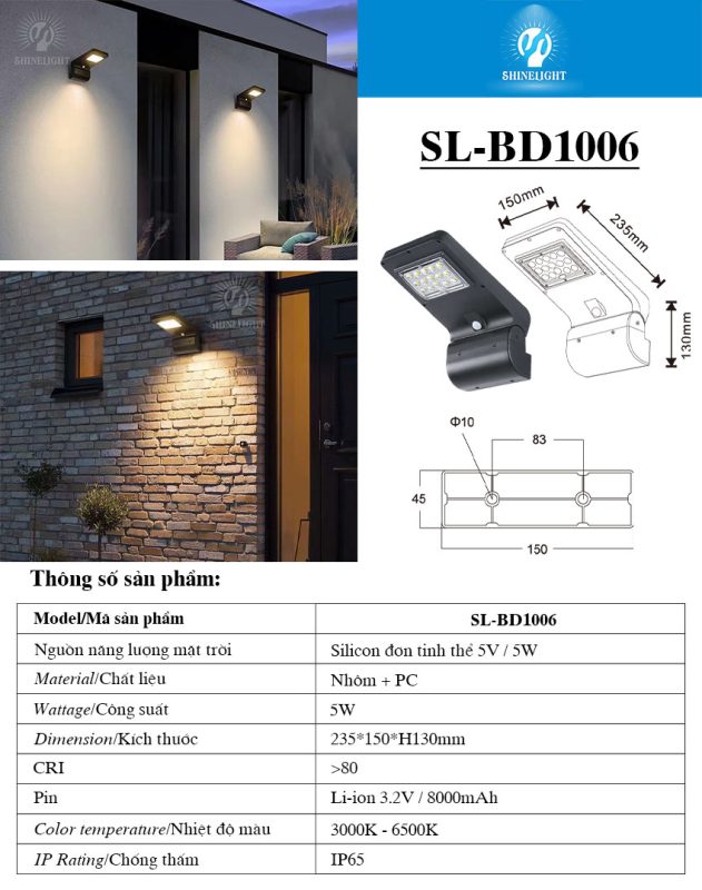 Đèn tường năng lượng mặt trời