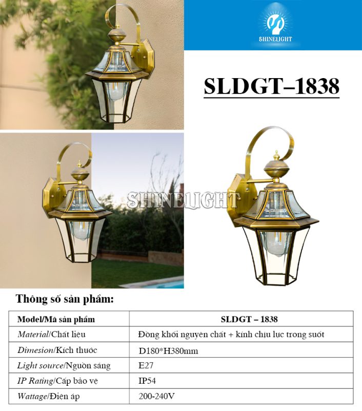 Đèn gắn tường đồng 1838