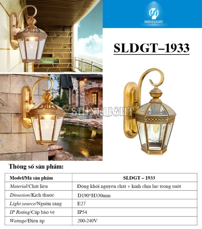 Đèn gắn tường đồng 1933