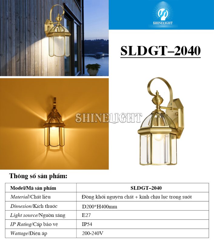 Đèn gắn tường đồng 2040