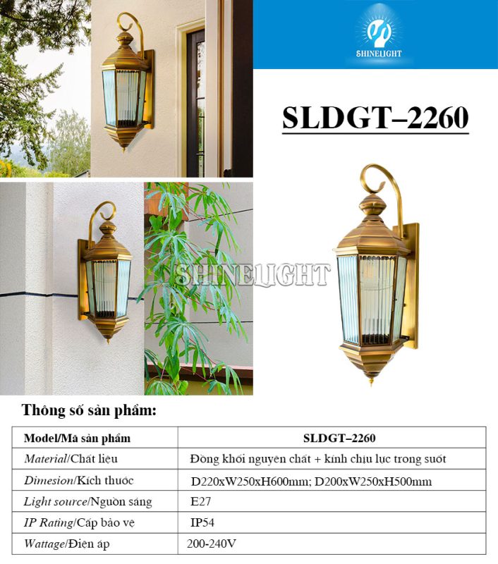 Đèn gắn tường bằng đồng 2260