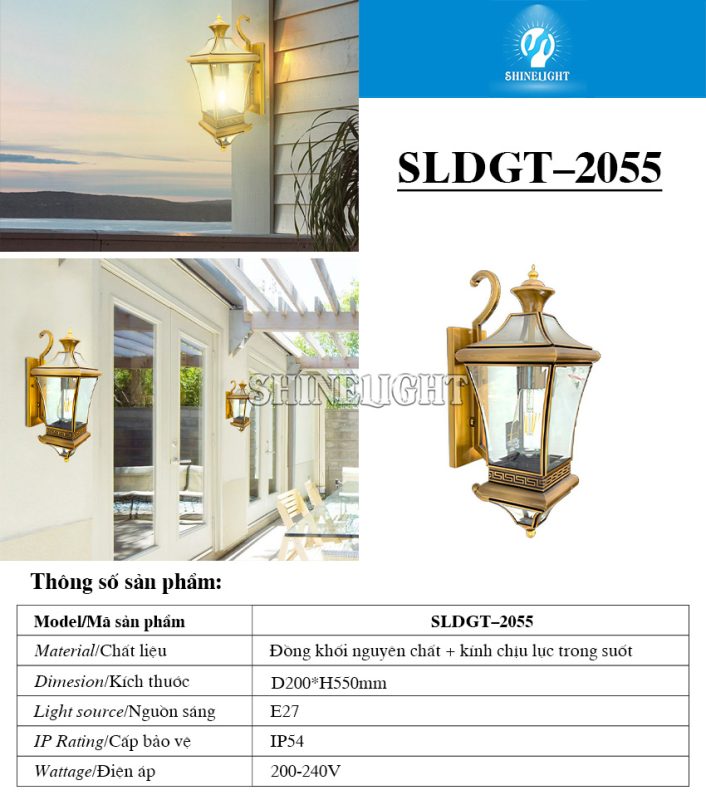 Đèn gắn tường đồng 2055
