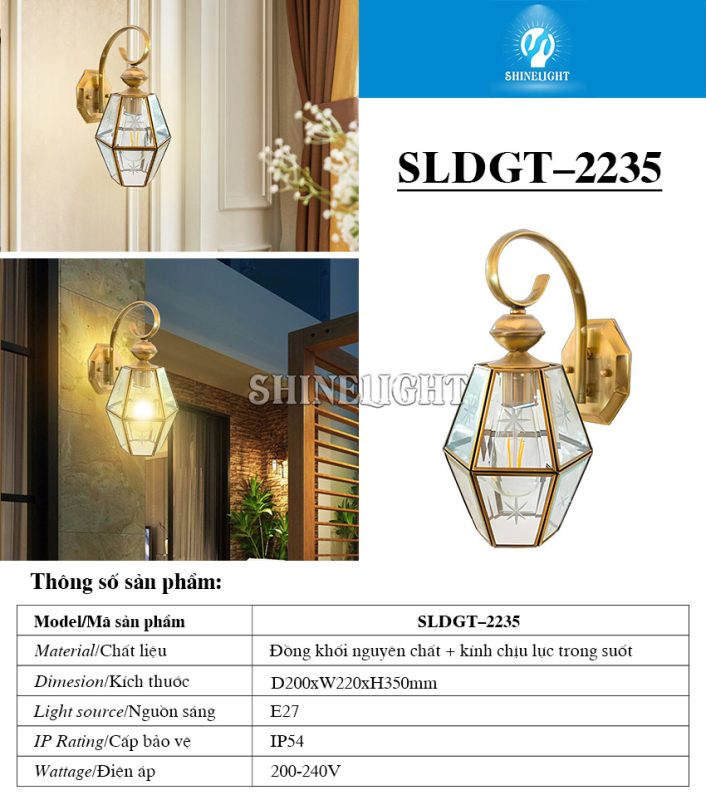 Đèn gắn tường đồng 2235
