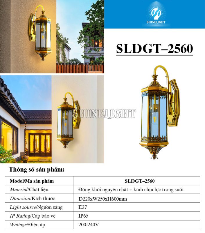 Đèn gắn tường bằng đồng 2560