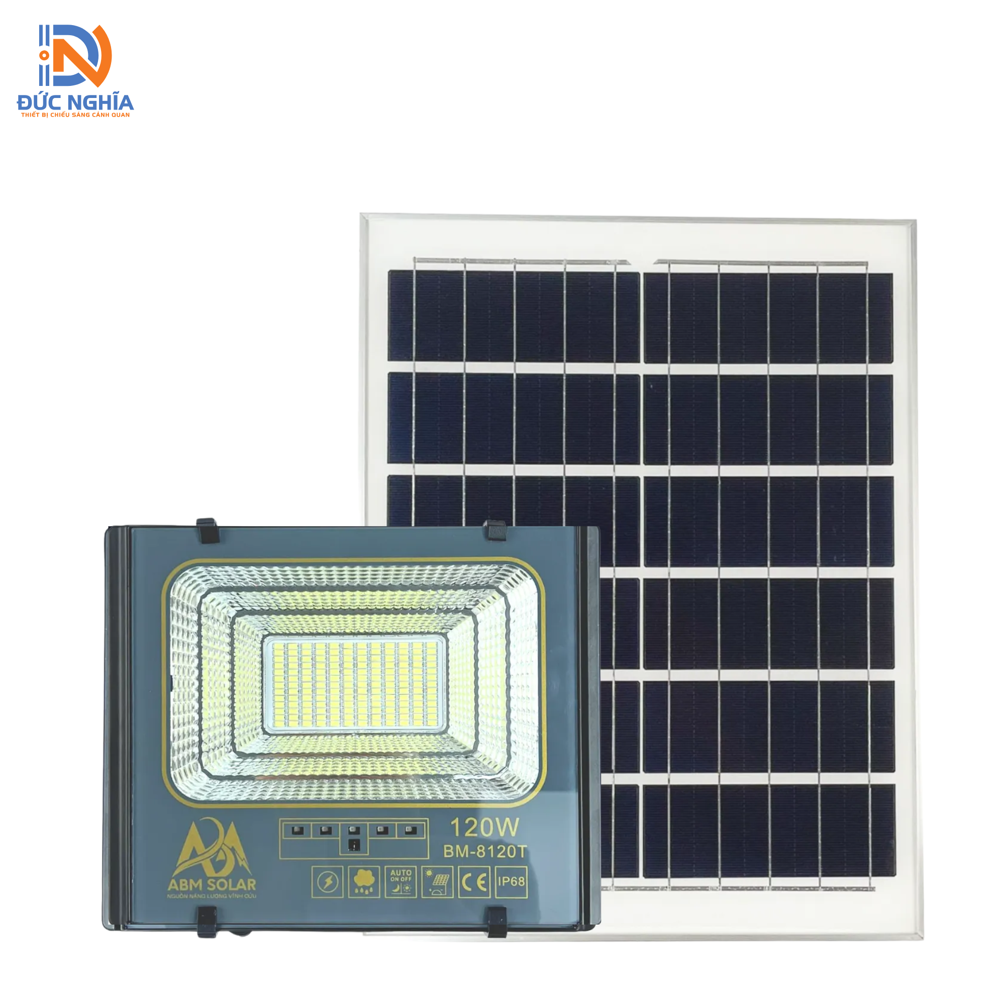 [120W] Đèn Pha Năng Lượng Mặt Trời- (FA Xám-120W)