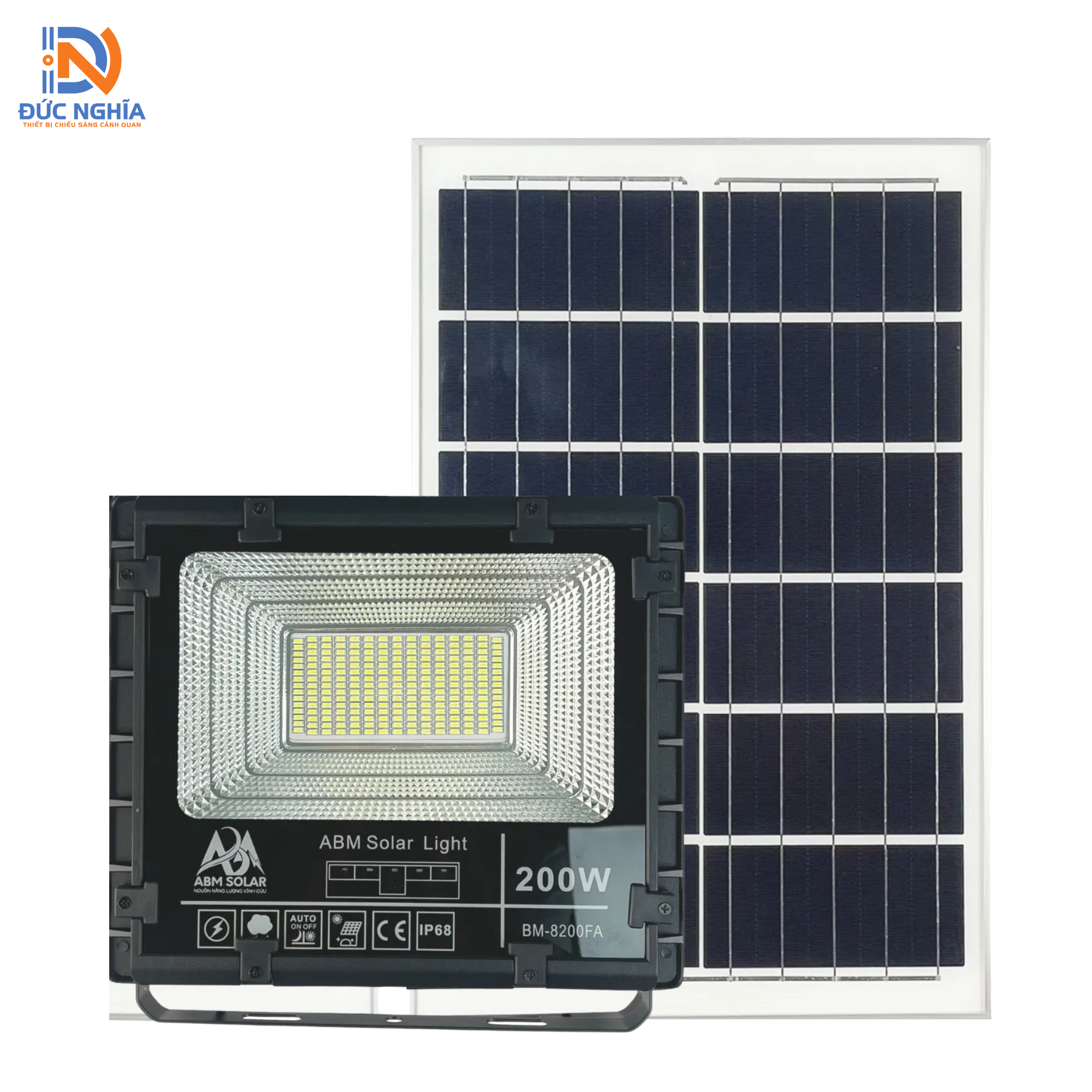 [200W] Đèn Pha Đen Năng Lượng Mặt Trời- (FA Đen-200W)