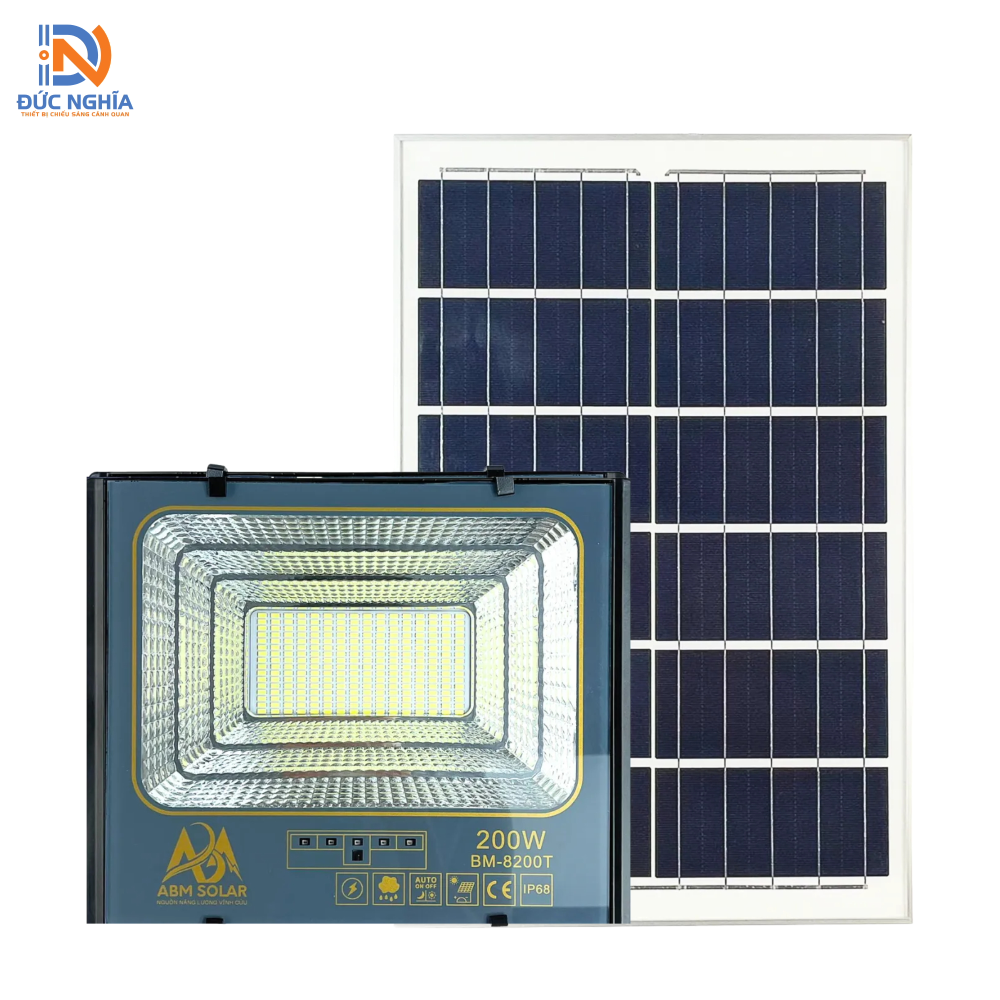 200W] Đèn Pha Năng Lượng Mặt Trời- (FA Xám-200W)