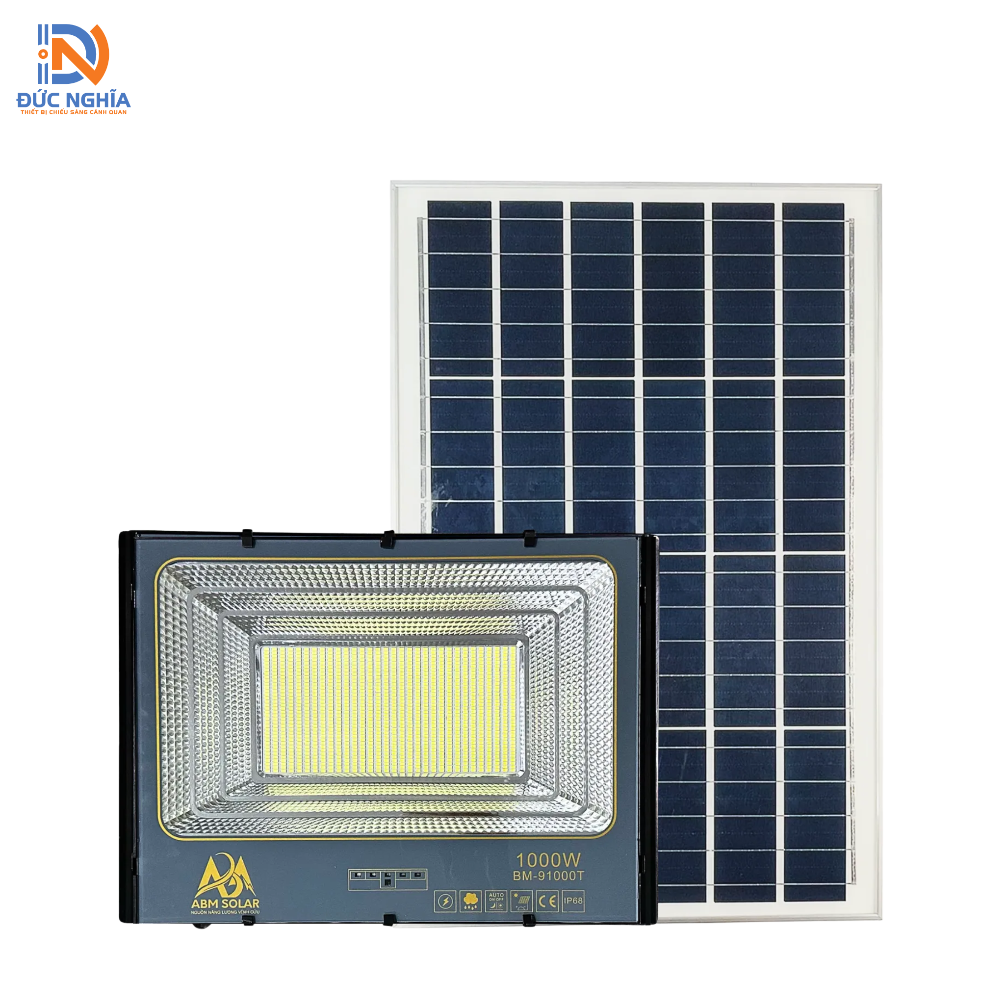 [1000W] Đèn Pha Năng Lượng Mặt Trời-(FA Xám-1000W)