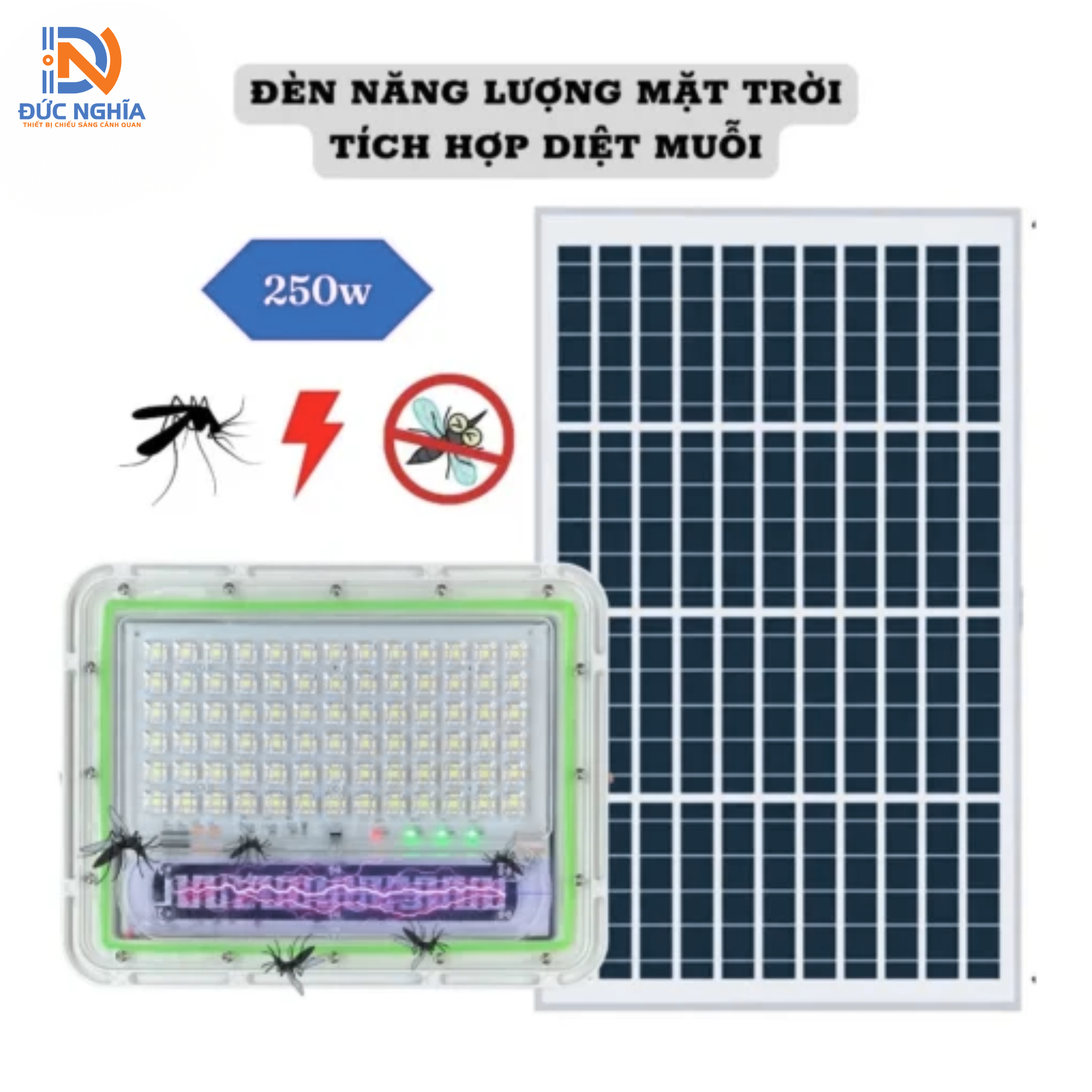[250W] Đèn Pha Diệt Muỗi Năng Lượng Mặt Trời- (FA Muỗi-250W)