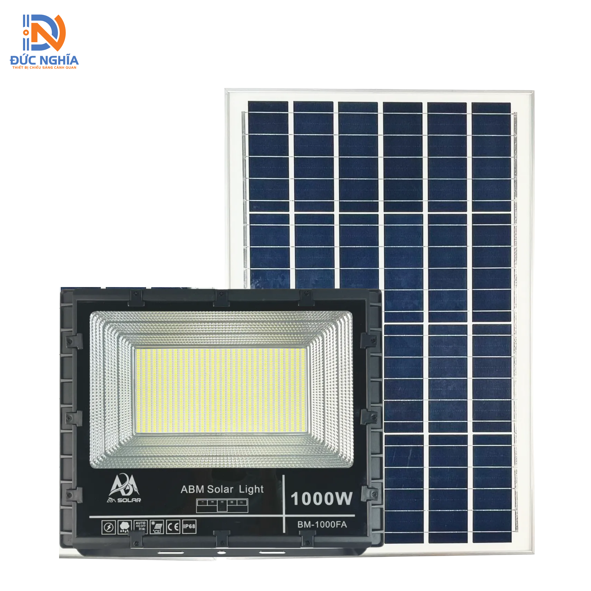 [1000W] Đèn Pha Đen Năng Lượng Mặt Trời-(FA Đen-1000W)