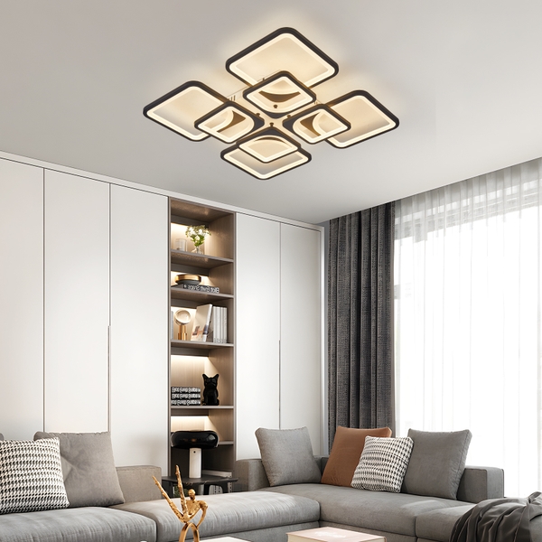 ĐÈN MÂM LED 8 CÁNH VUÔNG THẢ PHA LÊ 600